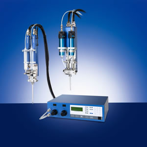 Volumetric metering system for two-part materials